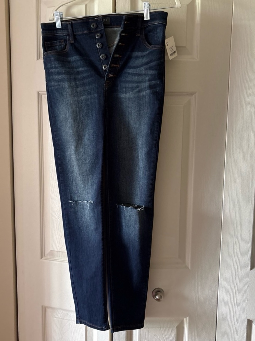 Skinny Button-Fly Dark Indigo Jeans